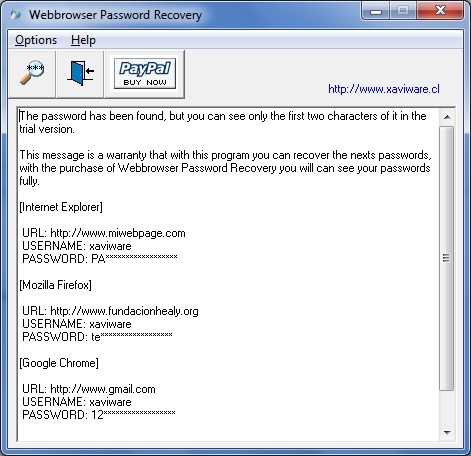 Webbrowser Password Recovery Screenshot